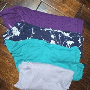Purple, Teal, and Gray Women's Short Sleeve Tops
